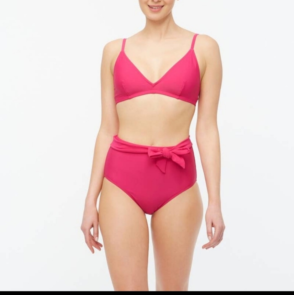J.CREW Pink High Cut Tie Waist Swim Bottoms Size Medium swim casual pool beach